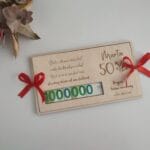 Drevená obálka na peniaze k jubileu/narodeninám - Skromný prvý milión