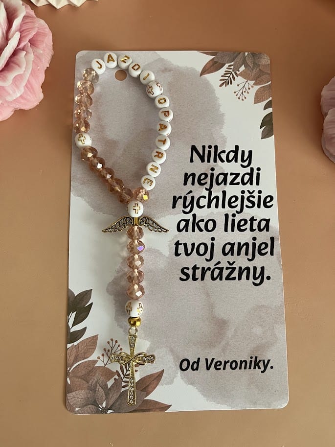 Mini ruženec do auta s personalizovanou kartičkou