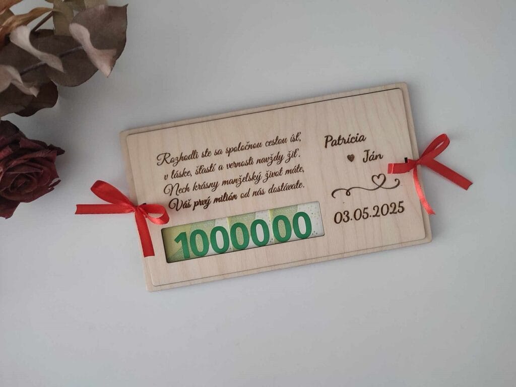 Drevená obálka na peniaze - Váš prvý milión