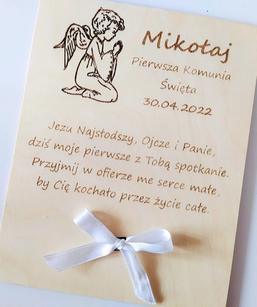 Drevená tabuľka na darovanie peňazí - Prvé sväté prijímanie