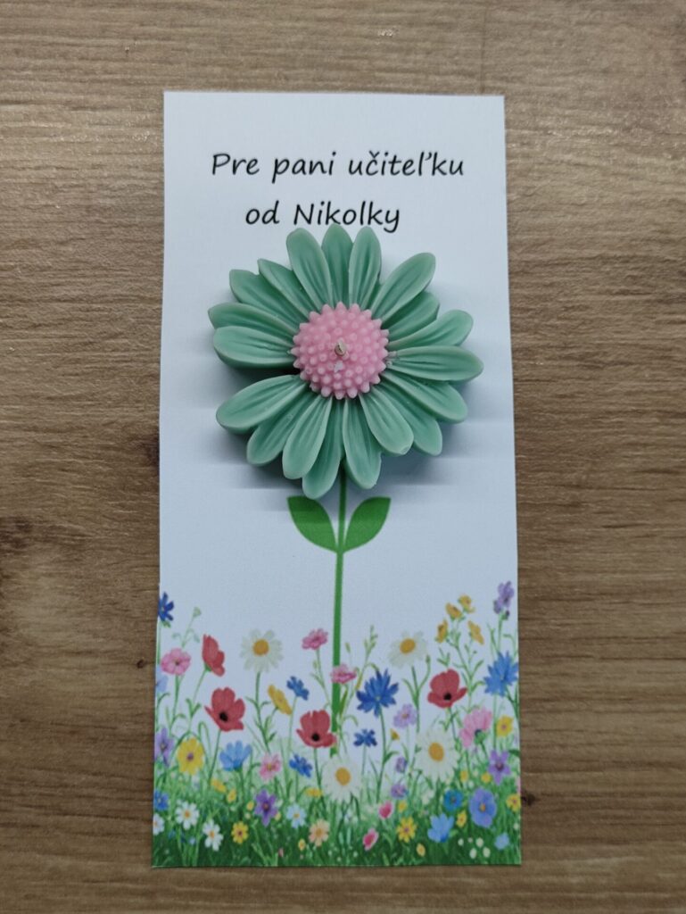 Ručne vyrábaná sójová sviečka pre pani učiteľku