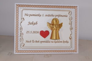 ramik na 1 svate prijimanie s gravirovanim a anjelikom zlatym 2