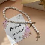 Ruženec do auta Pre šťastie na cestách | Biele korálky
