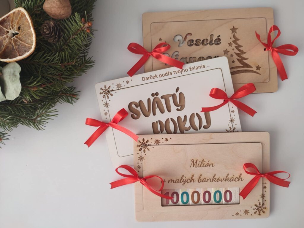 Drevená obálka na peniaze - Svätý pokoj, prírodná
