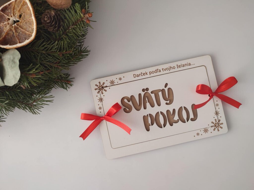 Drevená obálka na peniaze - Svätý pokoj, prírodná