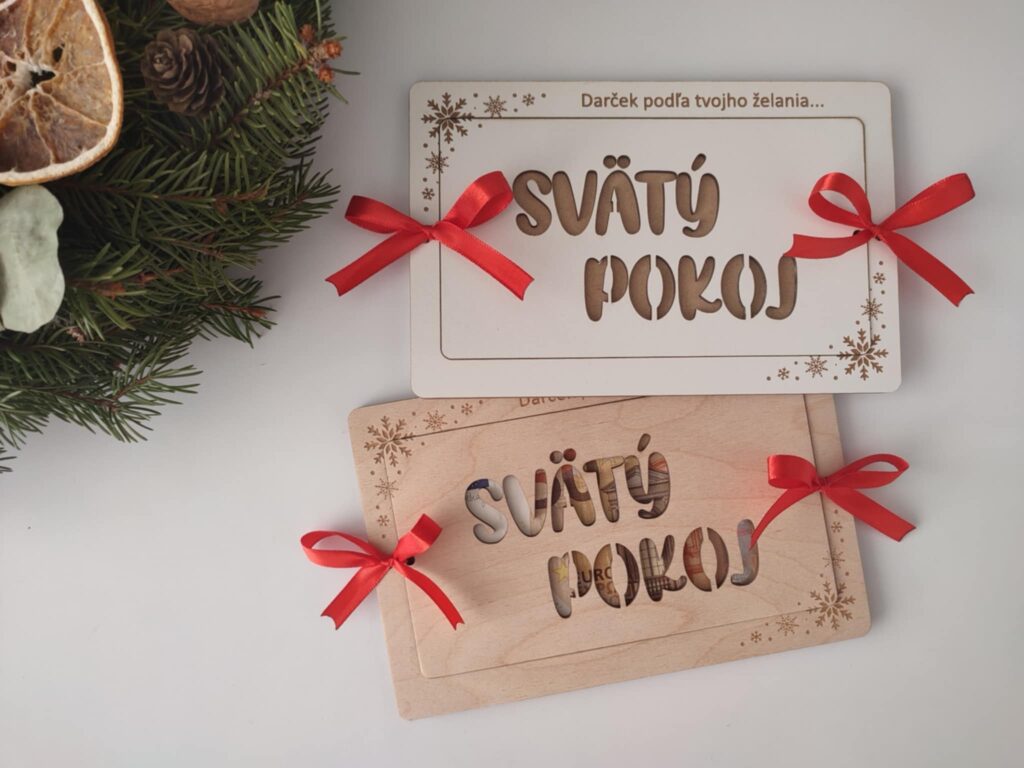 Drevená obálka na peniaze - Svätý pokoj, prírodná